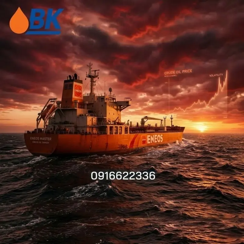 Tàu chở dầu nhớt ENEOS trên biển phối hợp cùng BK OIL Hưng Yên