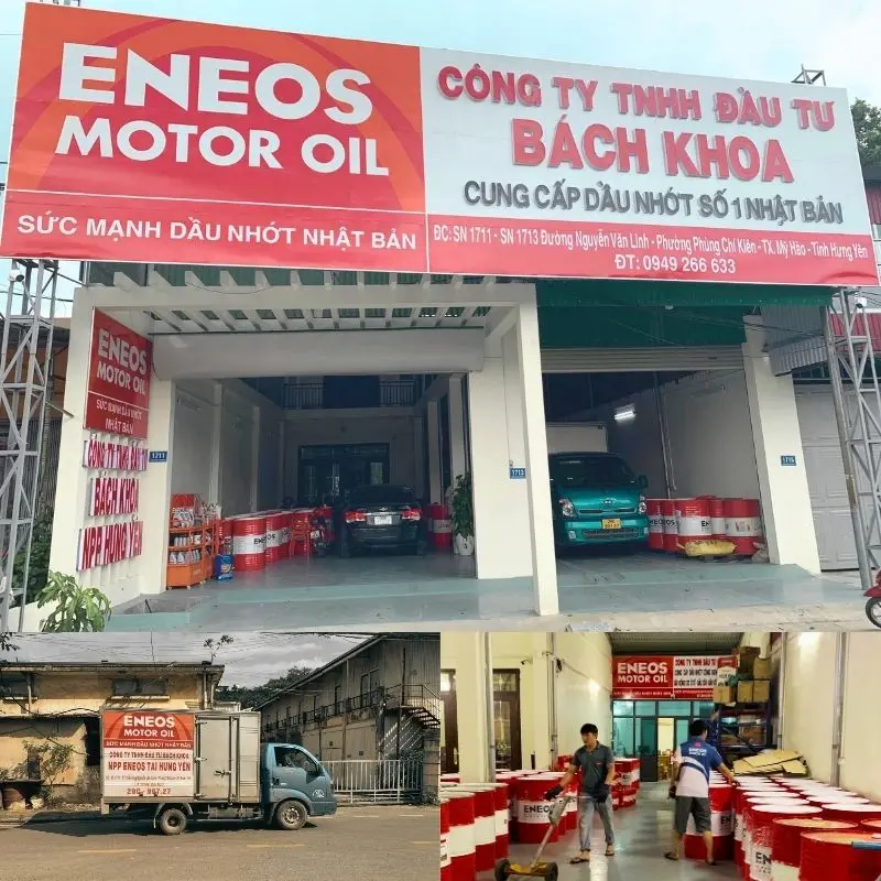 Hệ thống kho hàng Công ty TNHH Đầu tư Bách Khoa (BK OIL) tại Hưng Yên chứa dầu nhớt ENEOS